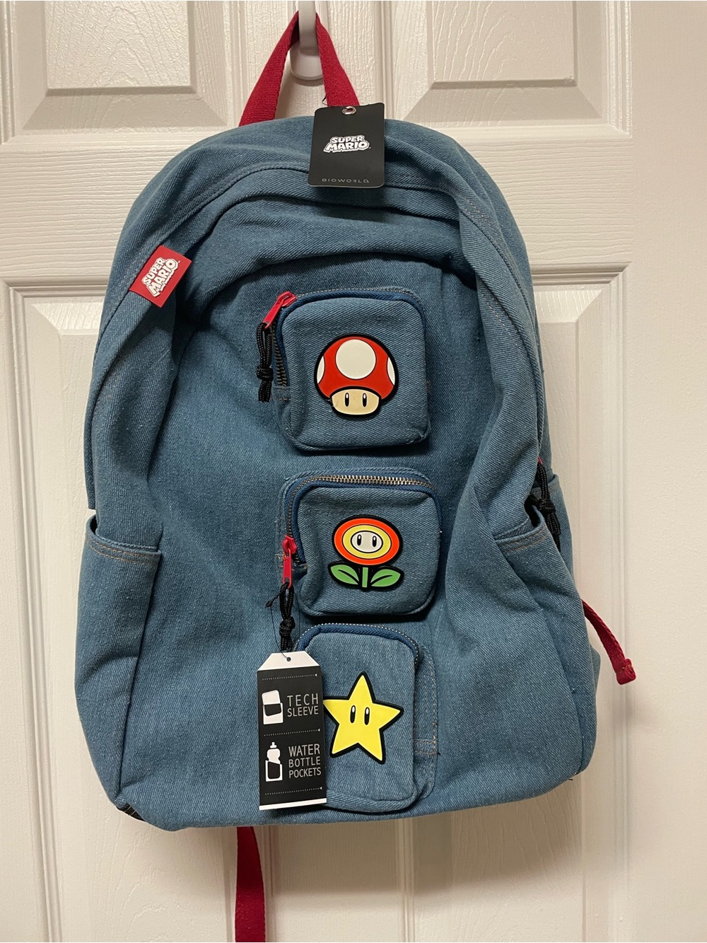 Bioworld Blue Denim Super Mario Backpack with Red Accents